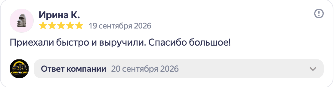 Отзыв Ирины К. о быстрой помощи